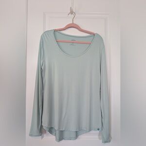 Faceplant Dreams Bamboo Long-Sleeved Lounge Shirt Relaxed Fit Aqua Size Medium
